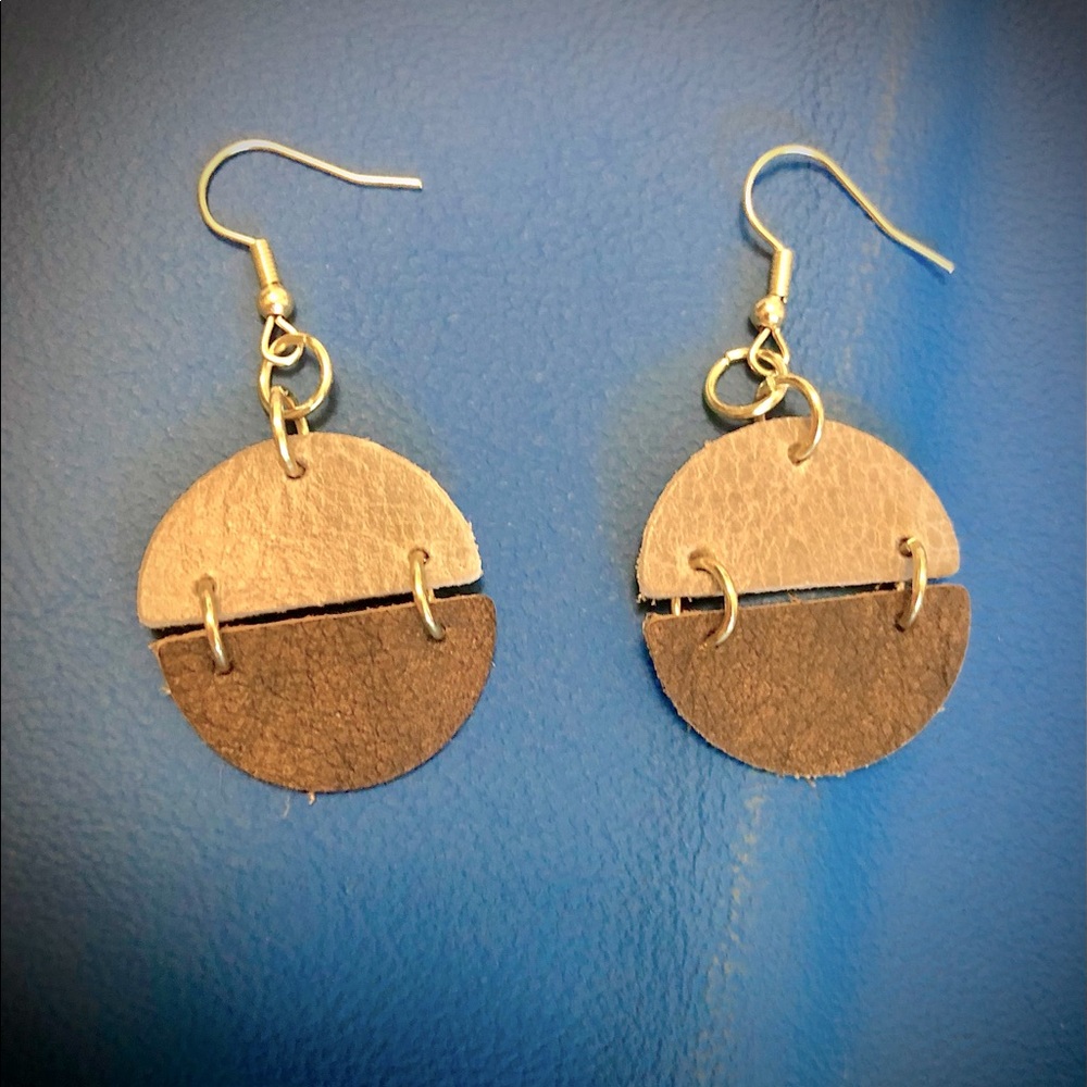 Handmade leather earrings.
